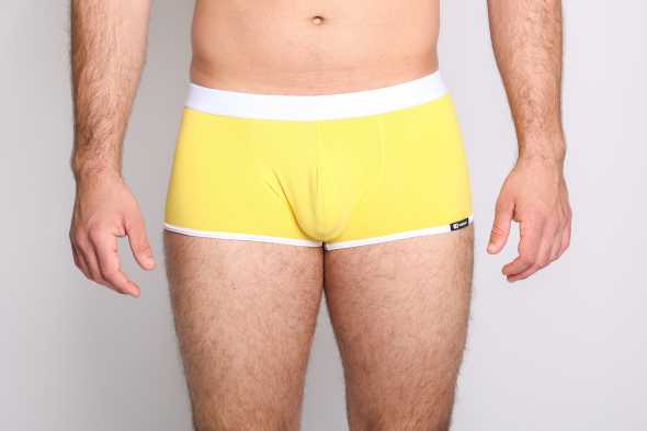 Rövid sárga boxer alsónadrág széles gumival
